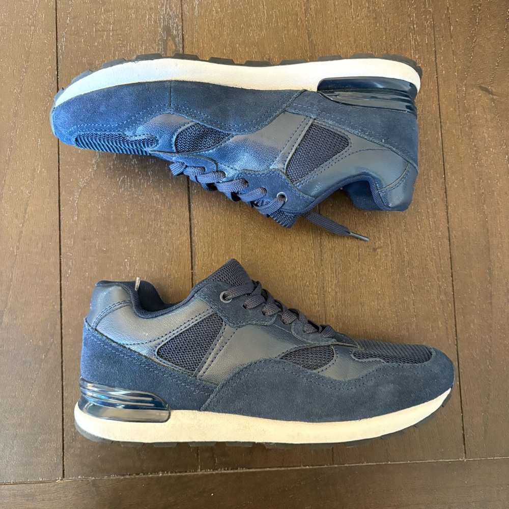 MNG Mango Combined Leather Sneaker Shoes Navy Blue‎ Size Men’s 7